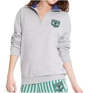 Zoe + Liv Malibu Tennis Club Graphic Heather Gray Zippered Sweatshirt Size XXL